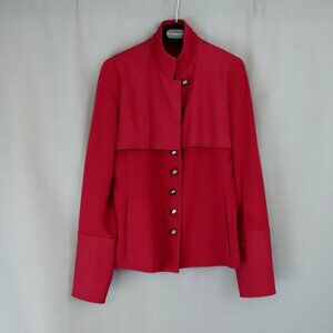 Donna Karan New York Size 8 Red Blazer Stretch Jacket Silver Buttons